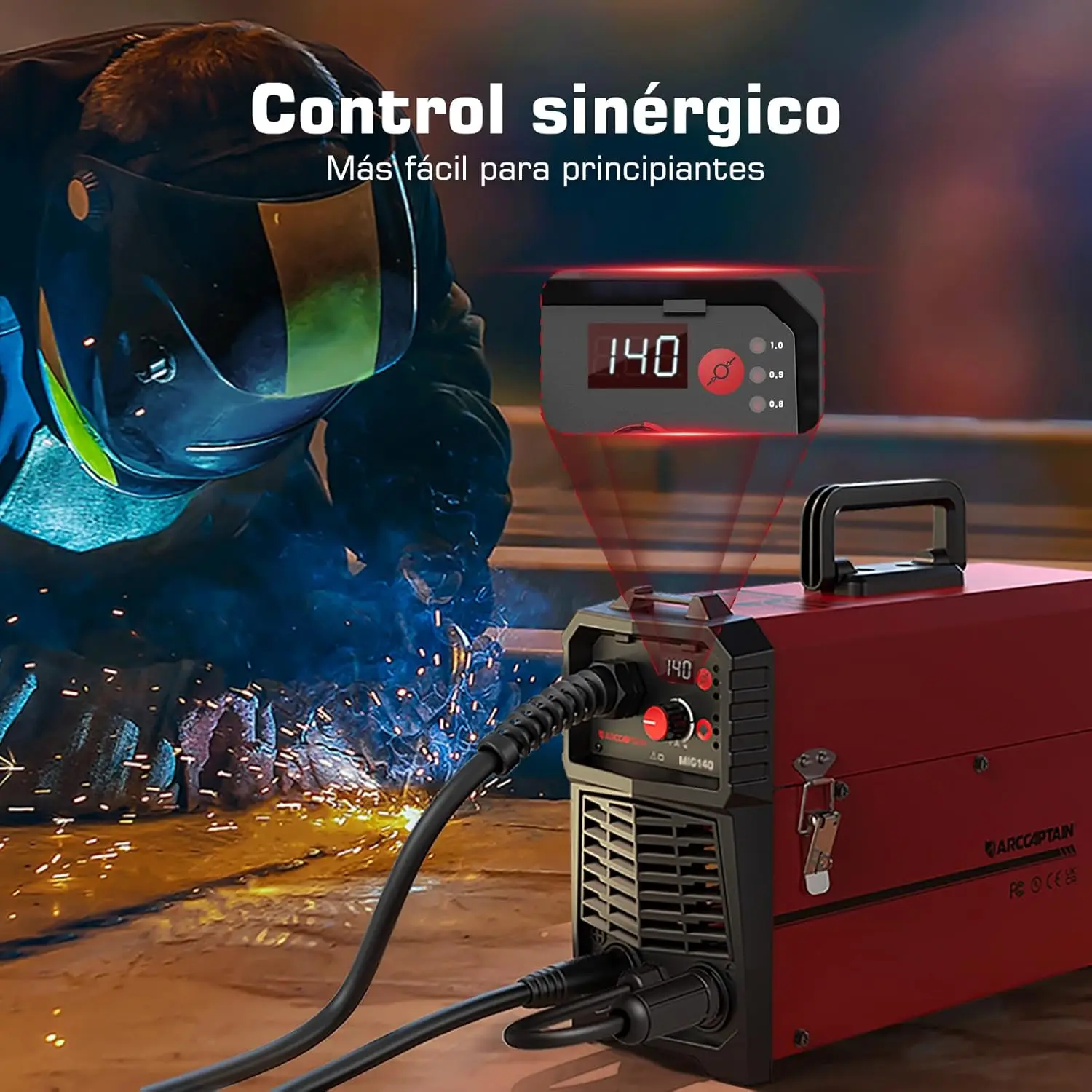 ARCCAPTAIN European Standard 140A 4-in-1 MIG/TIG/MMA/FLUX Gasless MIG Welder IGBT Inverter 230V MIG Welding Machine