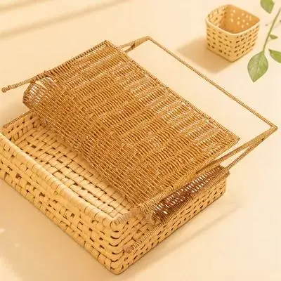 

Creative Woven Storage Basket Rustic Style Large Capacity Home Organizer for Bathroom Hallway Living Room Magazine Rack