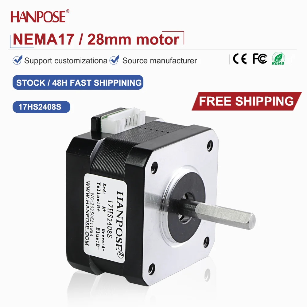 NEMA17 17HS2408S stepper motor 2.15V 1.3A two-phase four wire 3D printing accessories motor manufacturer direct sales NEMA17
