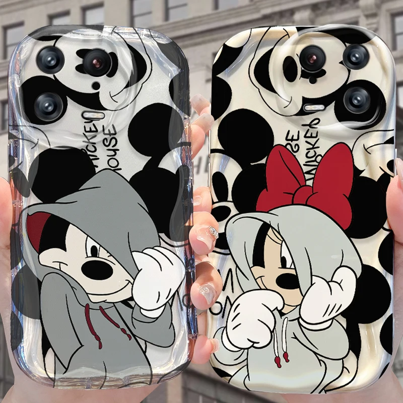 Mickey Minnie Wavy Edge Case for Xiaomi Redmi Note 13 12 11 Pro Plus 4G 5G 13C 12C Turbo 12S 11S 10 9 11A 9C Prime Clear Cover