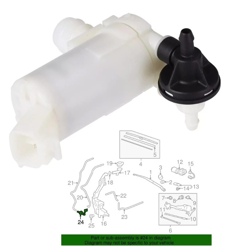 QM82 Versatile Car Windshield Washer Motor Washing Pump, For 2.4L 2007-2011 76806-SMA-J01 Models, with Rubber Gasket Included