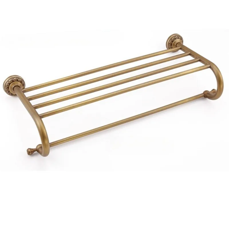 

Copper Antique Bathroom European Style Towel Rack Storage Rack Hardware Pendant Carved Design