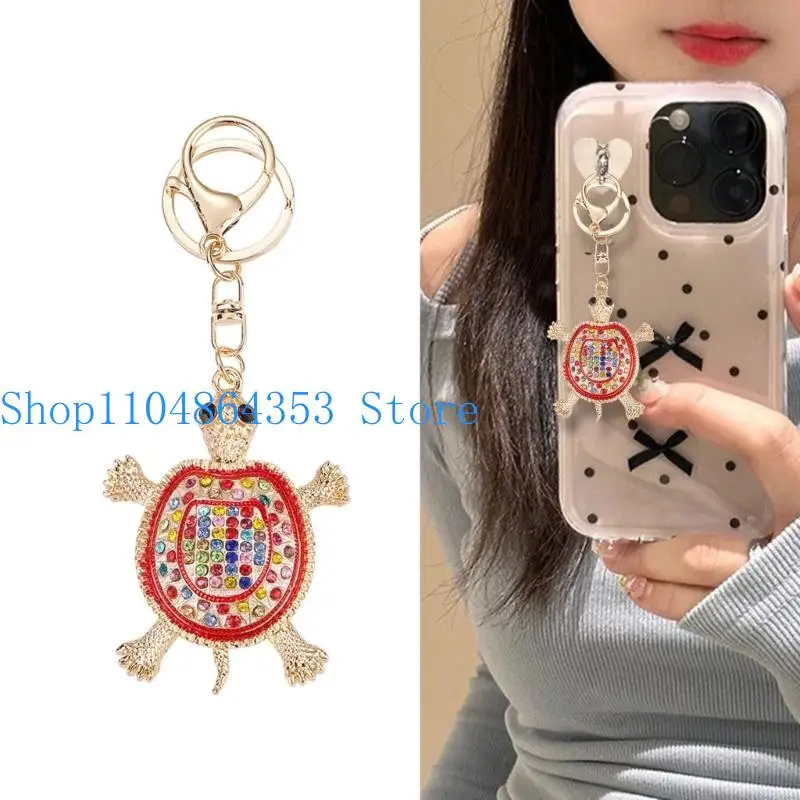 652F Multipurpose Turtles Rhinestones Keyring Glitters Keychain Bag Charm Portable for Women Girls Stylish Accessories
