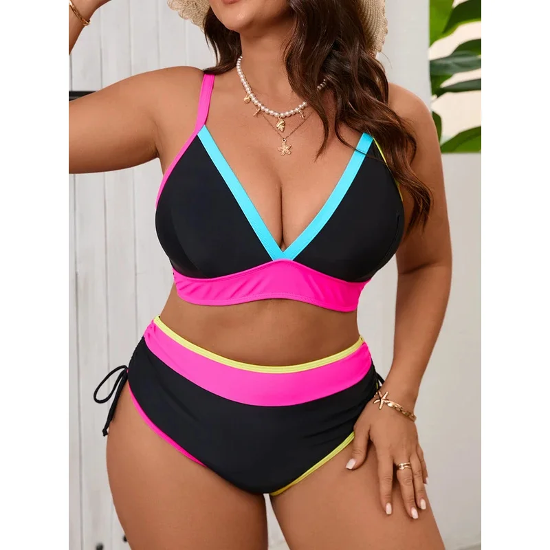 2026 Large Plus Big Size Bikini High Waist Swimsuit Women Two Pieces Triangle Swimwear Female Bathing Swimming Swim Suit 0XL-5XL