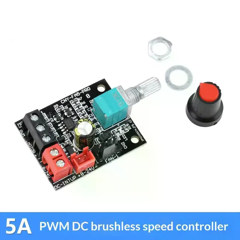 1PCS  DC 8-24V 5A 4-wire Violent Fan Speed Controller Module PWM  DC Brushless Motor PWM Speed Regulator Governor With Switch