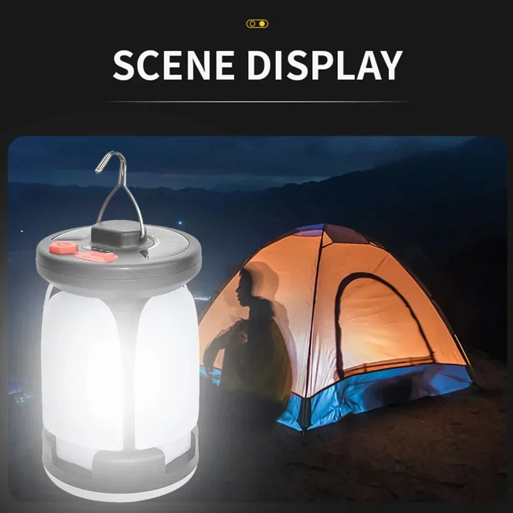 High Power Solar Led Camping Lantern Rechargeable 4500mah 1000lm Emergency Power Bank Portable 6 Light Modes For Camping Fishing