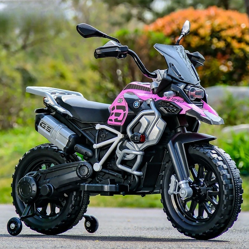 Motocicleta todoterreno eléctrica para niños - Bicicleta recargable de 2 a 8 años con luces LED/Música y sonido de motor de simulación Coche eléctrico para niños