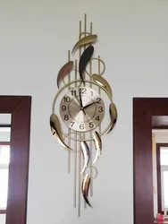Creative Large 3D Wall Clock for Living Room,Decoration for Bedroom, Shiny Gold Wall Decor, Luxury Home Silent Watches, Fish Art