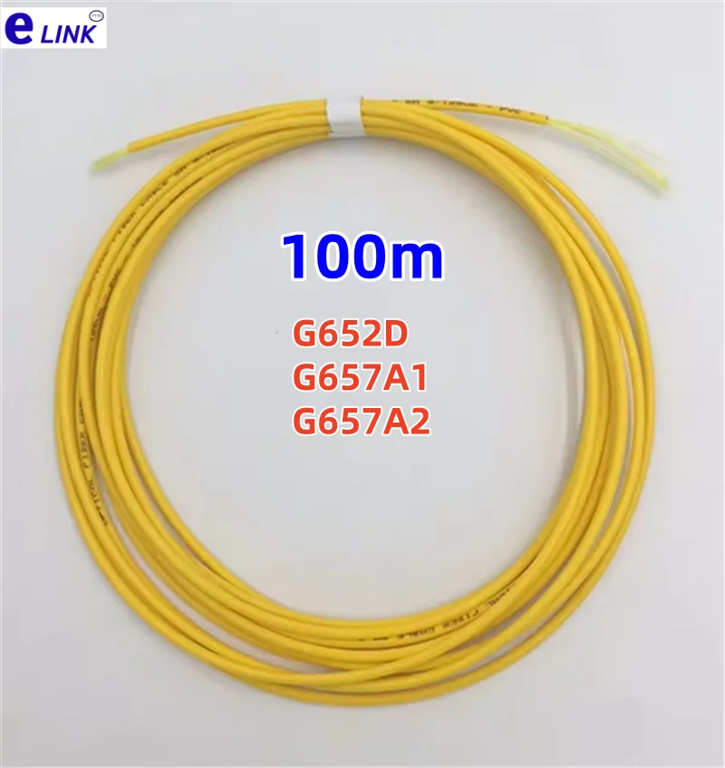 fiber optic cable 100m G652D G657A1 3mm 2mm Simplex Singlemode yellow  9/125um fiber patchcord ftth optic SM SX wire G657A2
