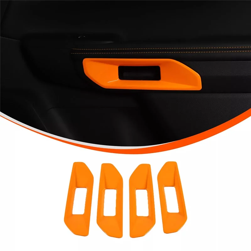 BB-フォードレンジャー 2023 2024 車のドアアームレストカバーフレームトリムインテリアアクセサリーオレンジ