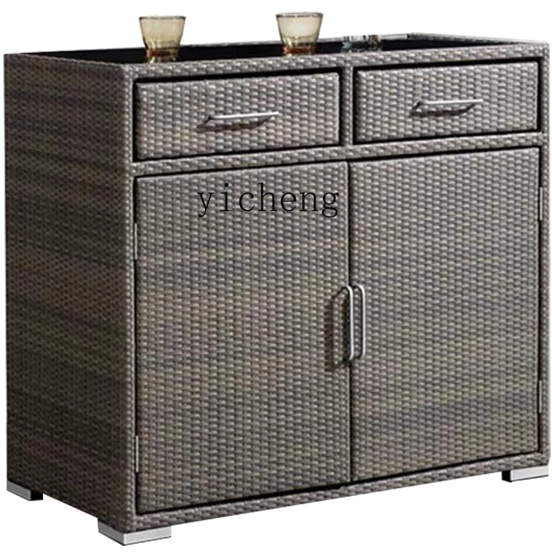 

Zc Outdoor Locker Courtyard Outdoor Villa Furniture Rattan Buffet Creative Waterproof Sun Protection Cabinet