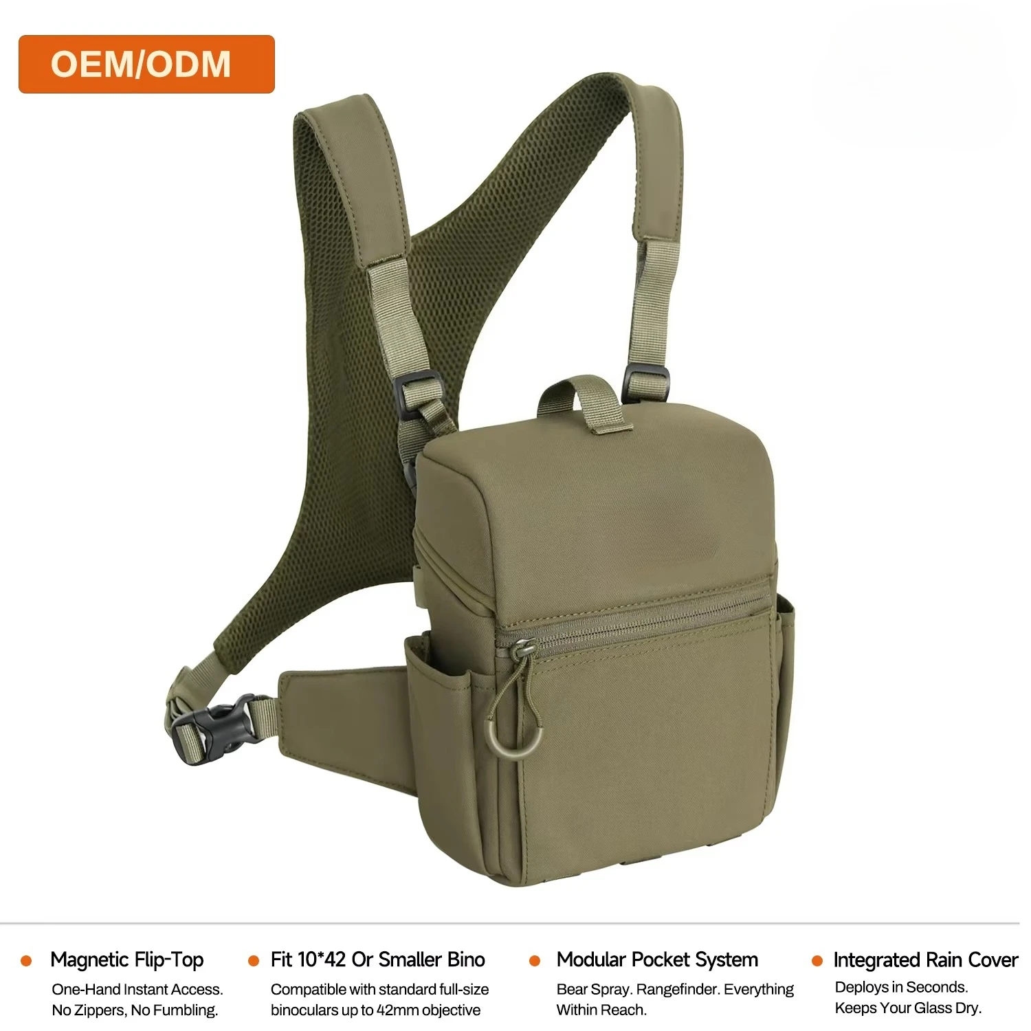 500D Nylon Magnetic Flip Binocular Shoulder Bag With Rain Cover Portable Storage Case For Outdoor Hunting Observation Accessory
