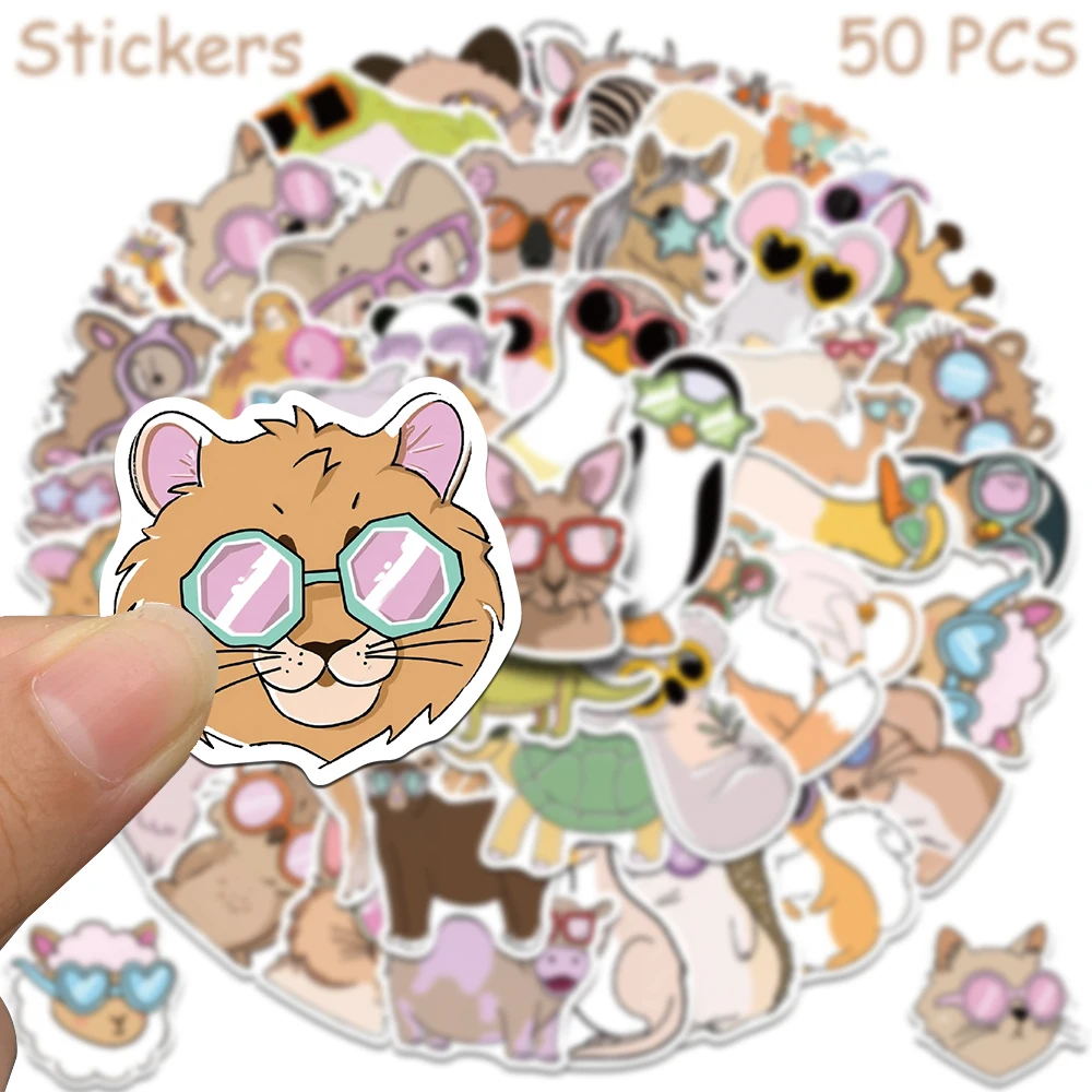 50 قطعة الكرتون لطيف نظارات الحيوانات ملصقات الشارات لأجهزة الكمبيوتر المحمول سجل القصاصات الأمتعة الغيتار خوذة DIY الكتابة على الجدران ملصقات الجمالية #4