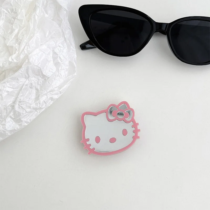 Hello Kitty Sanrio Kleurrijke Lijnen Spiegel Mobiele Telefoon Airbag Beugel Schaalbare Draagbare Nis Ring Gesp Geven Geschenken Voor Meisjes