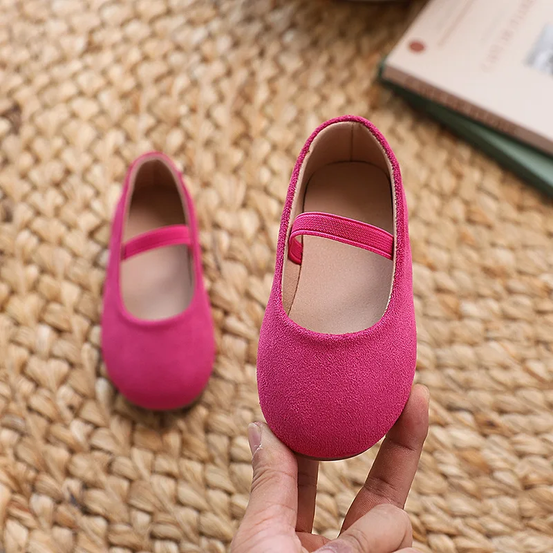 Simple Spring Autumn Girls Leather Shoes New Fashion Children Flat Shoes Princess Casual Solid Color Kids Ballet Dresses Shoes