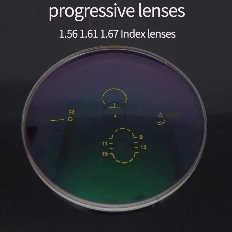 

1.56 1.61 1.67 1,74 (ADD +0.75~+3.00) Progressive Multifocal Lenses Prescription Myopia Hyperopia Short Middle Far Resin Lens