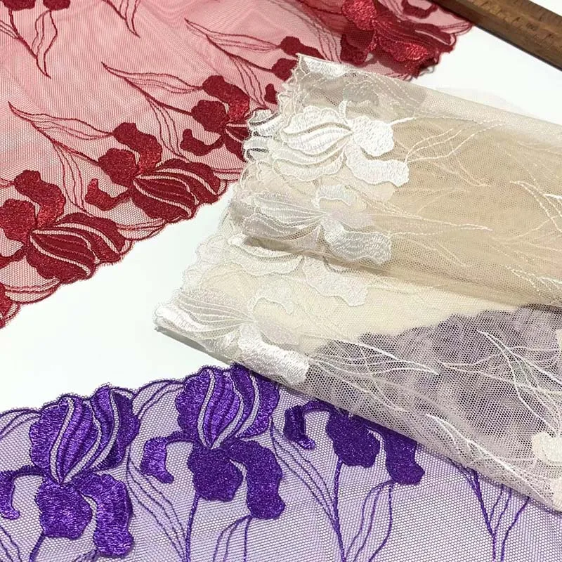 

15 ярдов, двухцветная юбка с цветочной вышивкой и кружевной отделкой, подол для одежды, аксессуары для шитья, нижнее белье, кружевное платье, нижнее белье