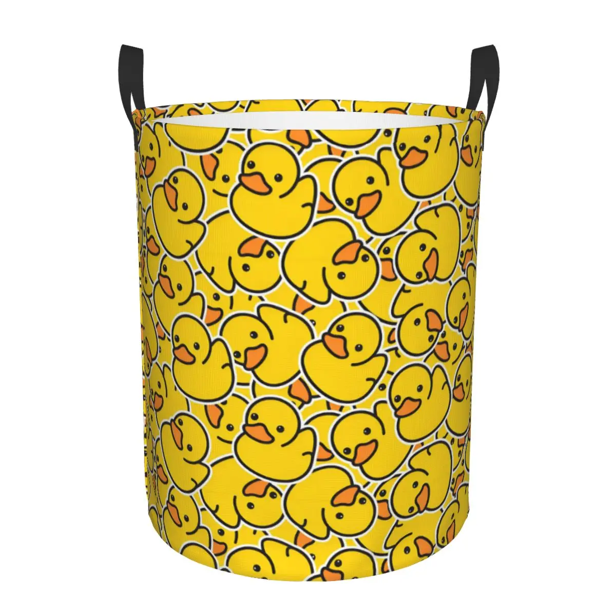 Custom Rubber Duck Bathing Cartoon Pattern Laundry Basket Collapsible Clothing Hamper Toys Organizer Storage Bins