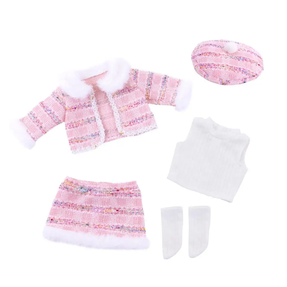 Vêtements de bébé décontractés mignons, rose imbibé avec robe, manteau, chaussettes, convient pour 18 "S M5v4