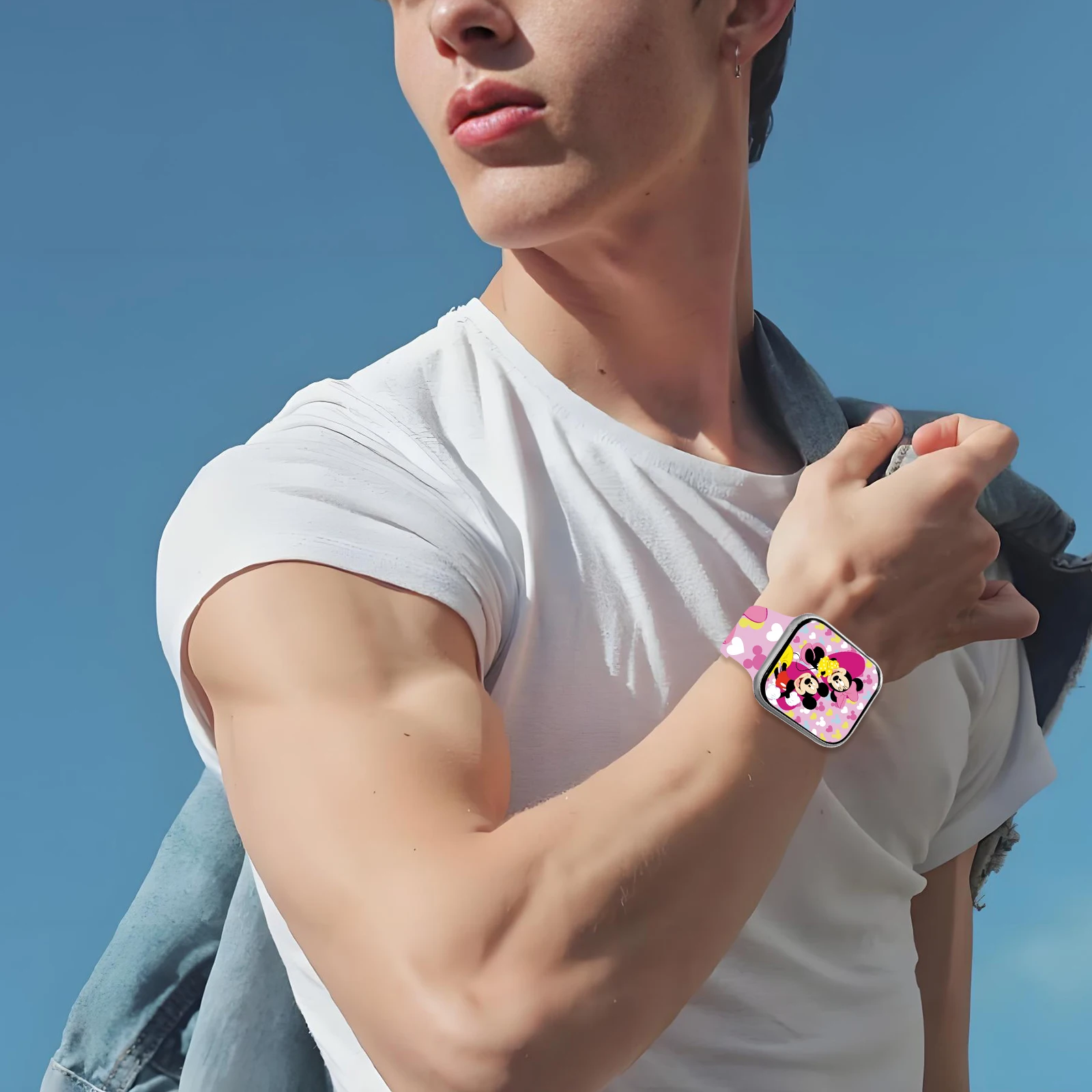 Tali Cetak Disney untuk IWatch 11 10 9 8 Gelang Silikon Dapat Diganti untuk Jam Tangan Apple 46Mm 44Mm 42Mm 41Mm Gelang Jam