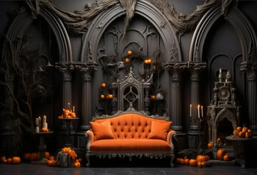 Mehofond Photography Background Gothic Halloween Pumpkins Kids Birthday Party Cake Smash Portrait Decor Backdrop Photo Studio