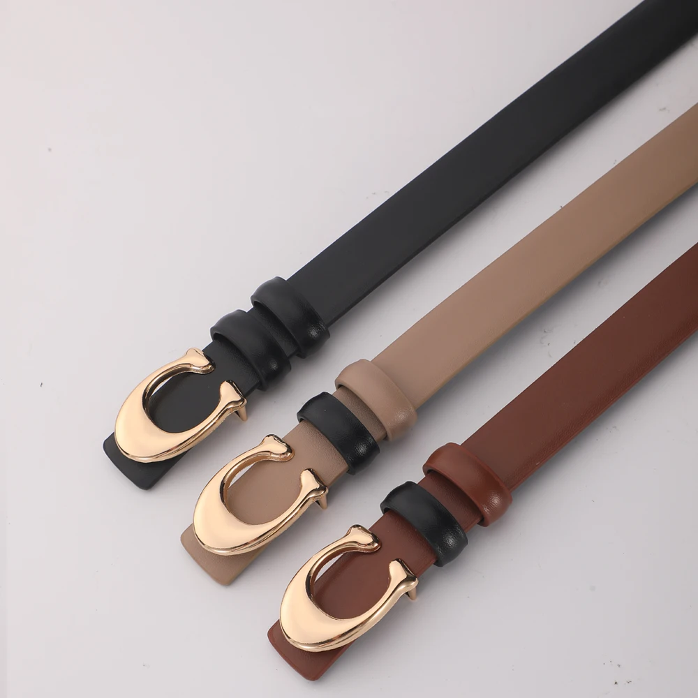 High-quality Women's Fashionable Belt C-shaped Buckle Smooth Buckle Temperament Double-sided Gift For Mother Using Belt image 6
