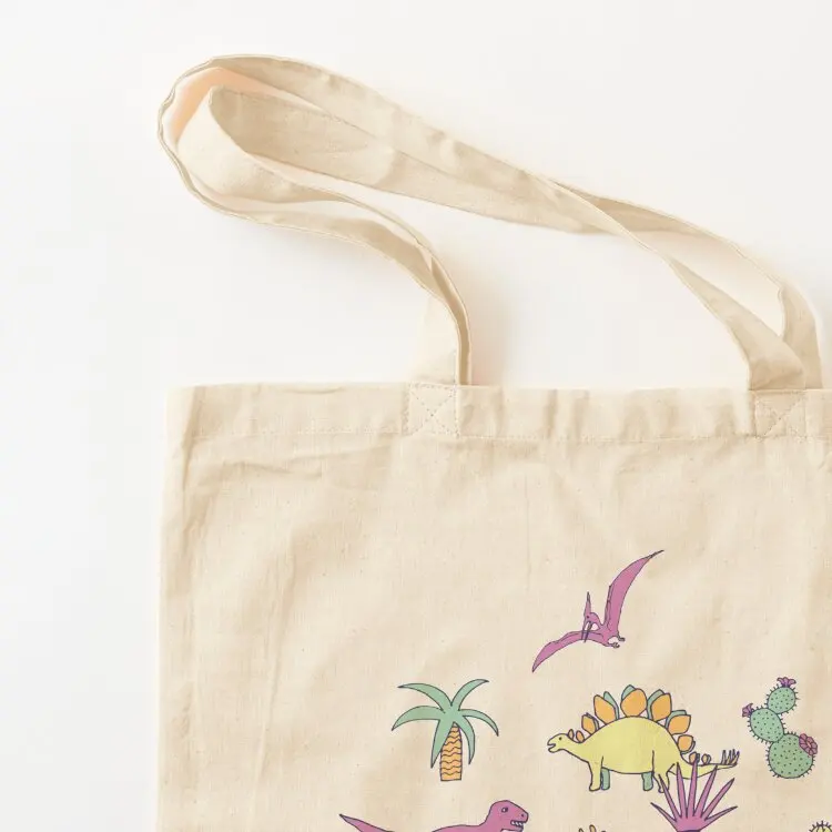 Dinosaur Desert - peach, mint and navy - fun pattern by Cecca Designs Tote Bag Women's shopper bag eco pack