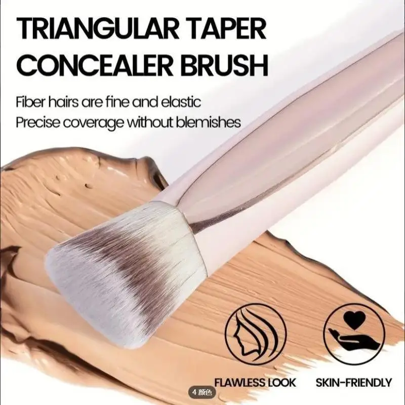 4Pcs Dual Ended Foundation Blush Brush Soft Bristles Professional Cosmetic Loose Powder Concealer Brush Makeup Tools