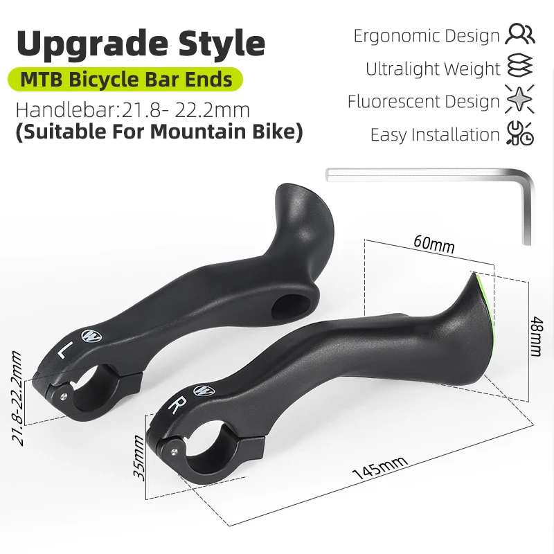 WEST BIKING MTB Fahrradlenkerenden Ergonomische Mountainbike-Innenlenkerenden 22,2 mm Nylon Reflektierende Lenkerenden Fahrradzubehör