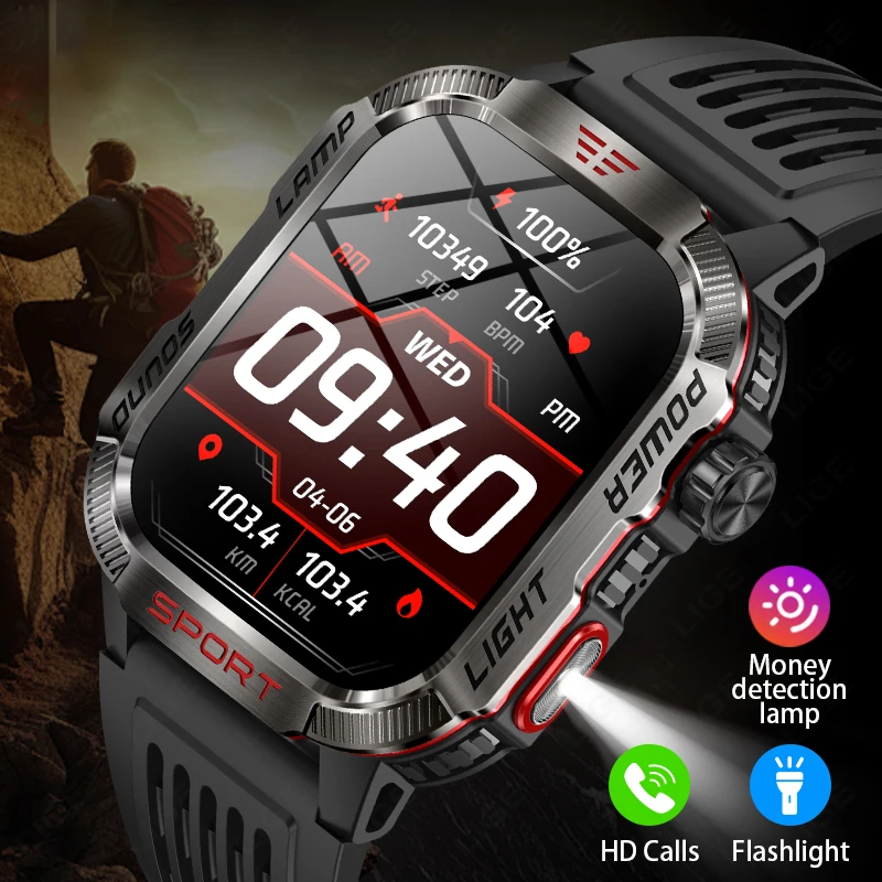 

Новинка 2024, мужские Смарт-часы в стиле милитари для активного отдыха, водонепроницаемые Смарт-часы с аккумулятором 600 мАч, фитнес-трекером, оксиметром и Bluetooth-вызовом для Xiaomi