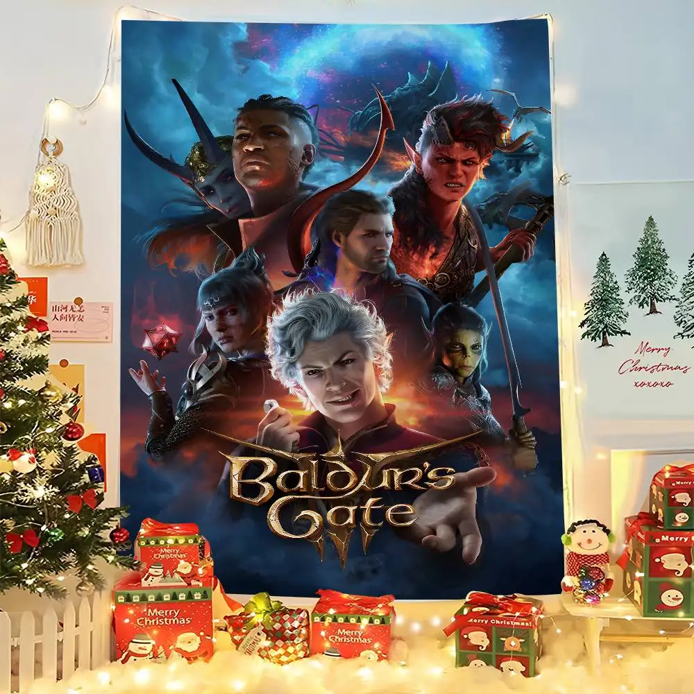 Videospiel B-Baldurs Gate 3, Wandteppich, zum Aufhängen, Schlafsaal, Tagesdecke, Decke, Kinderzimmer, Party, Heimdekoration, Geschenk