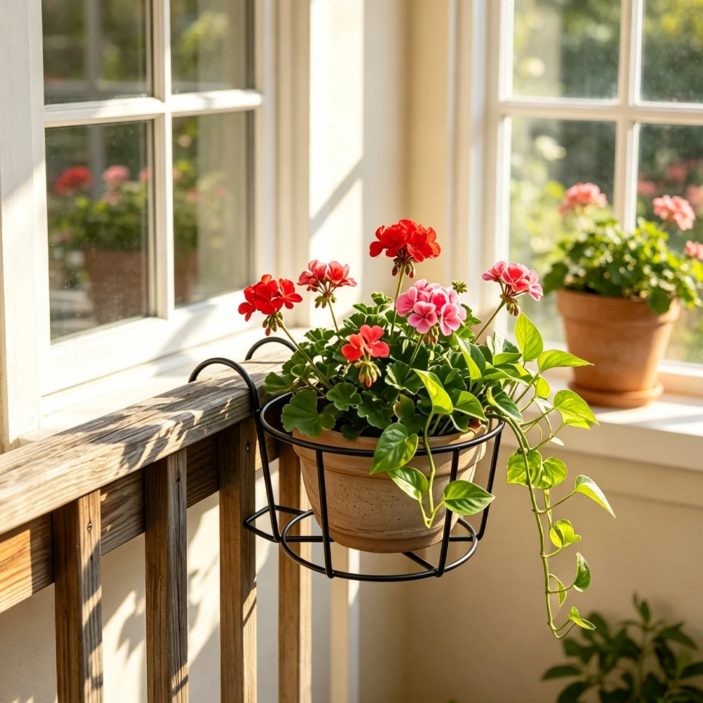 Circular Plant Holder Wrought Iron Flower Rack For Gardening Sturdy Metal Construction Space Saving Design Circular