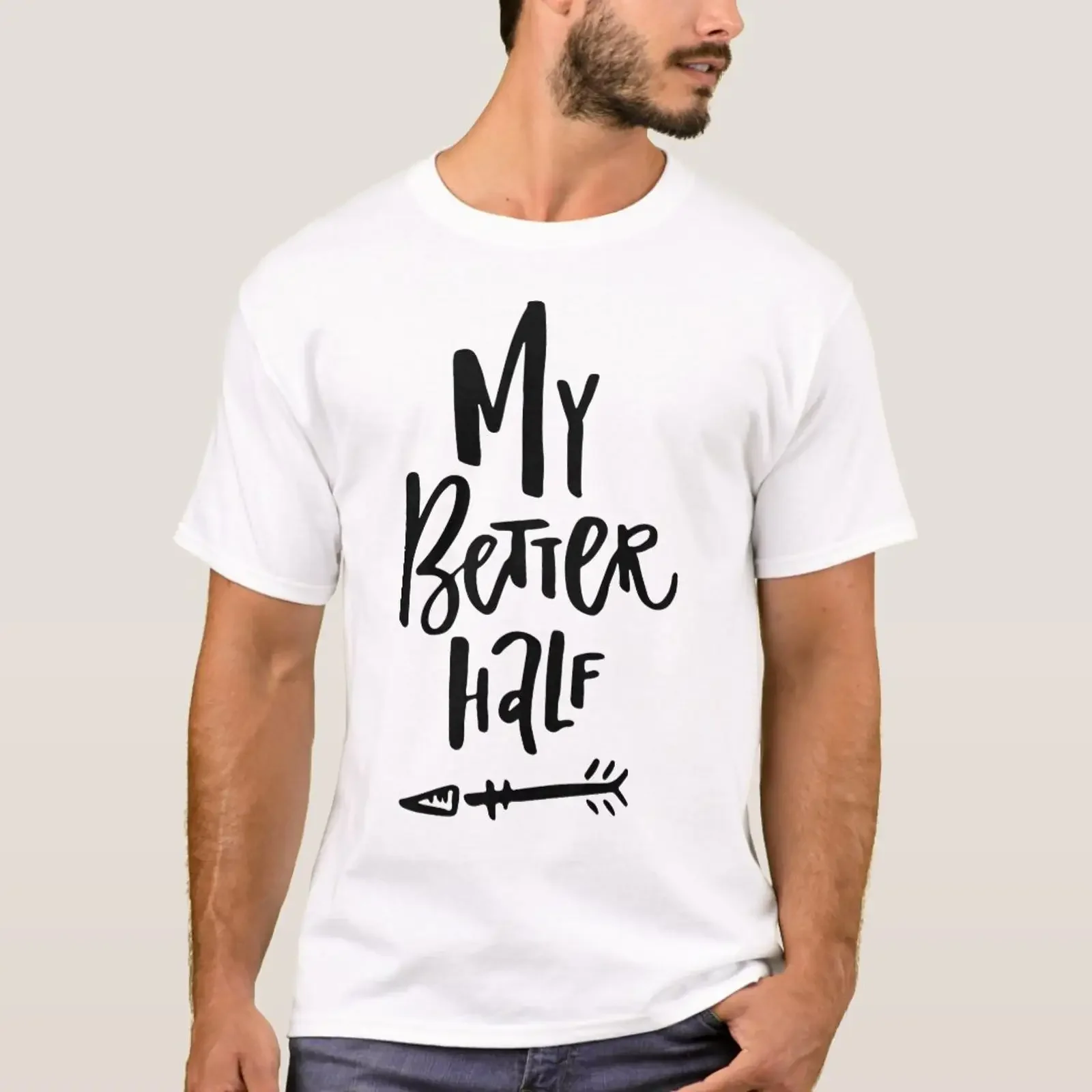 My Better Half Hand Lettered Left Arrow His Hers T Shirt vintage Washed Stretched designer clothes graphic Comfortable