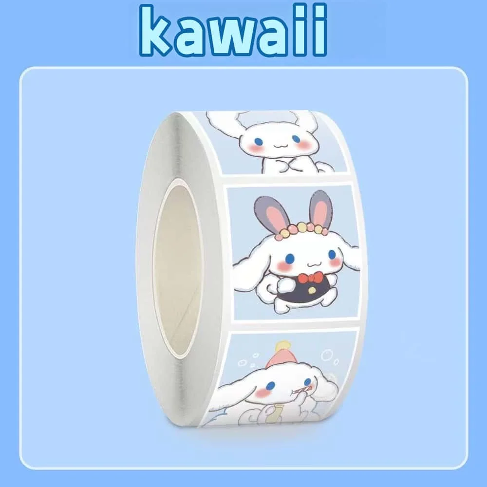 500Pcs Sanrio Cinnamoroll Daily Life Sticker Roll, Kawaii Cartoon Design Decals for DIY, Journal & Gift Embellishment
