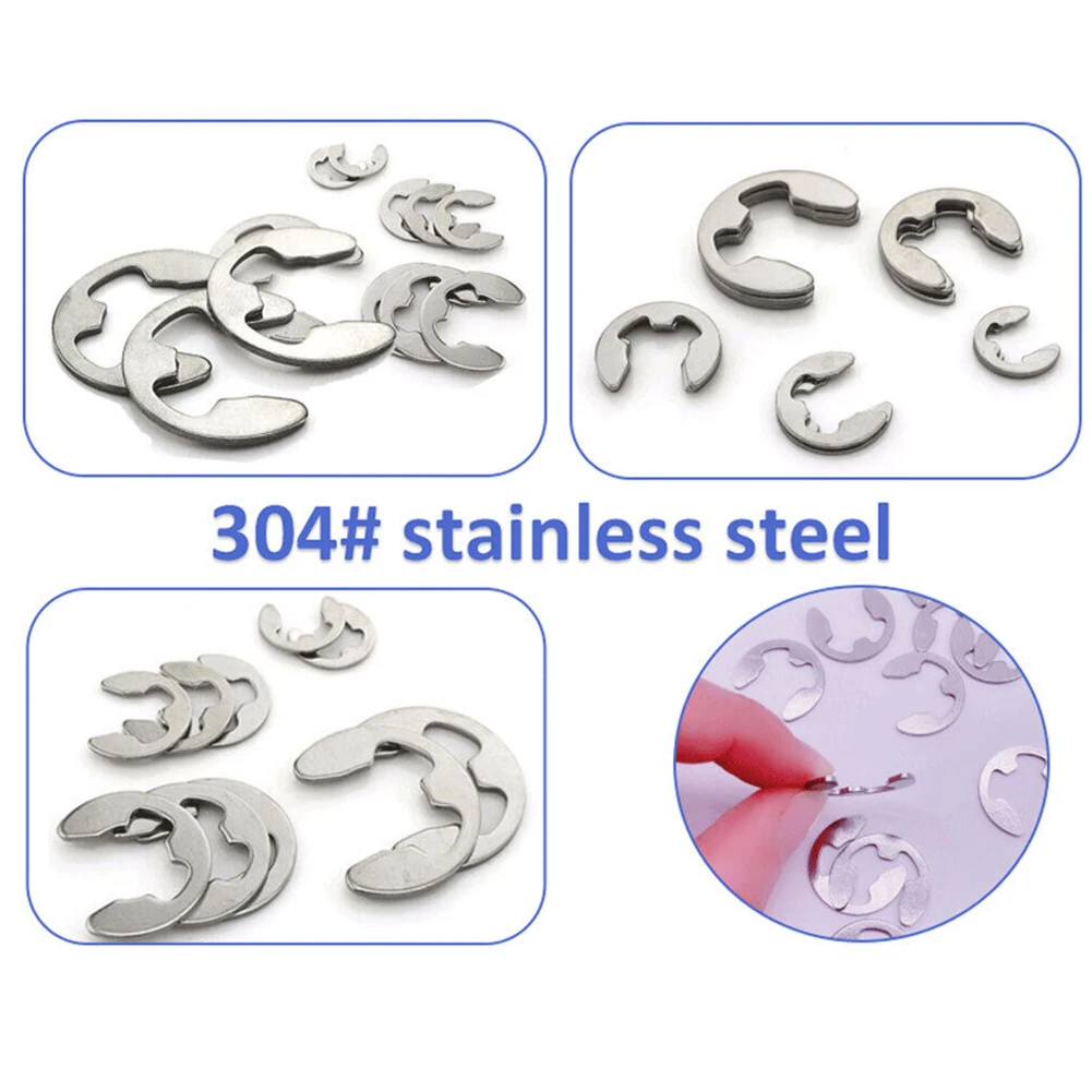 120Pcs E-Clips C Clips Stainless Steel Kit Retaining Ring Snap Internal Circlip Ring Assortment Kit Assorted 1.5mm To 10mm - view 3