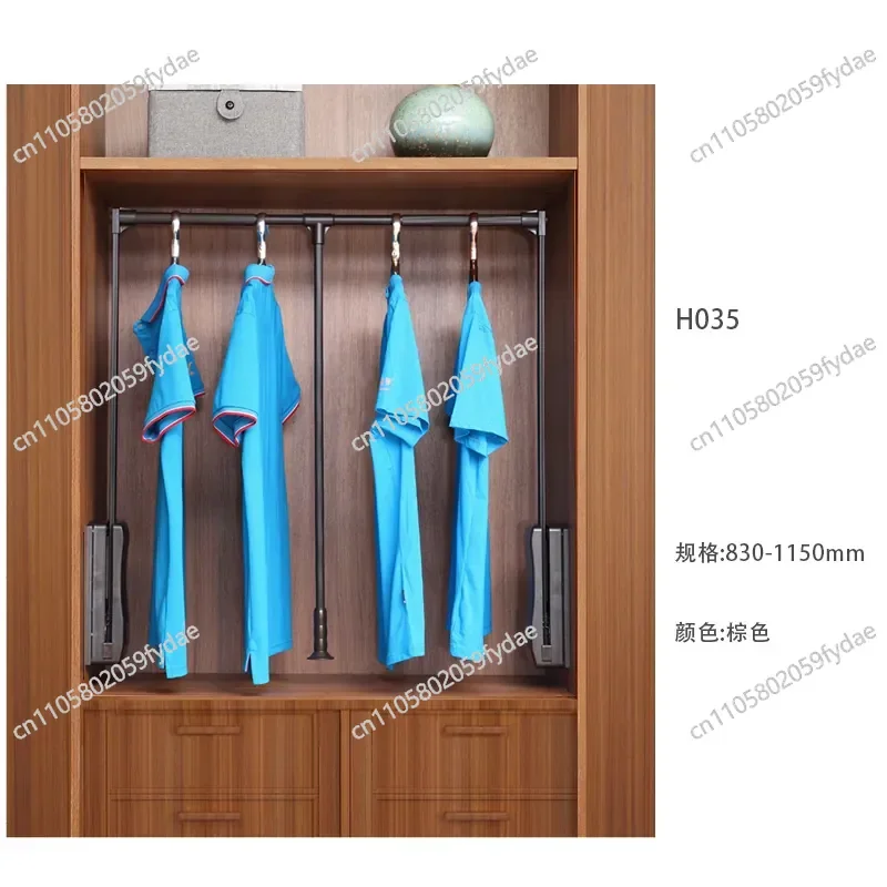 New Pull-down Clothes Hanger Telescopic Lifting Vertical Hanger Buffer Wardrobe Tie Rod Cloakroom Clothes Hanger Drying Rack