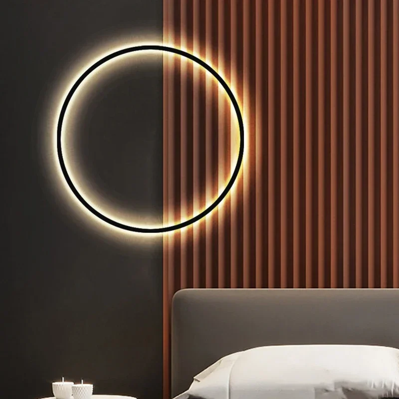 

Aluminium Ring Wall Lamp Dimmable Black Gold USB Plug Lighting For Bedroom Parlor Hotel Restaurant's Aisle Sconce Dropshipping