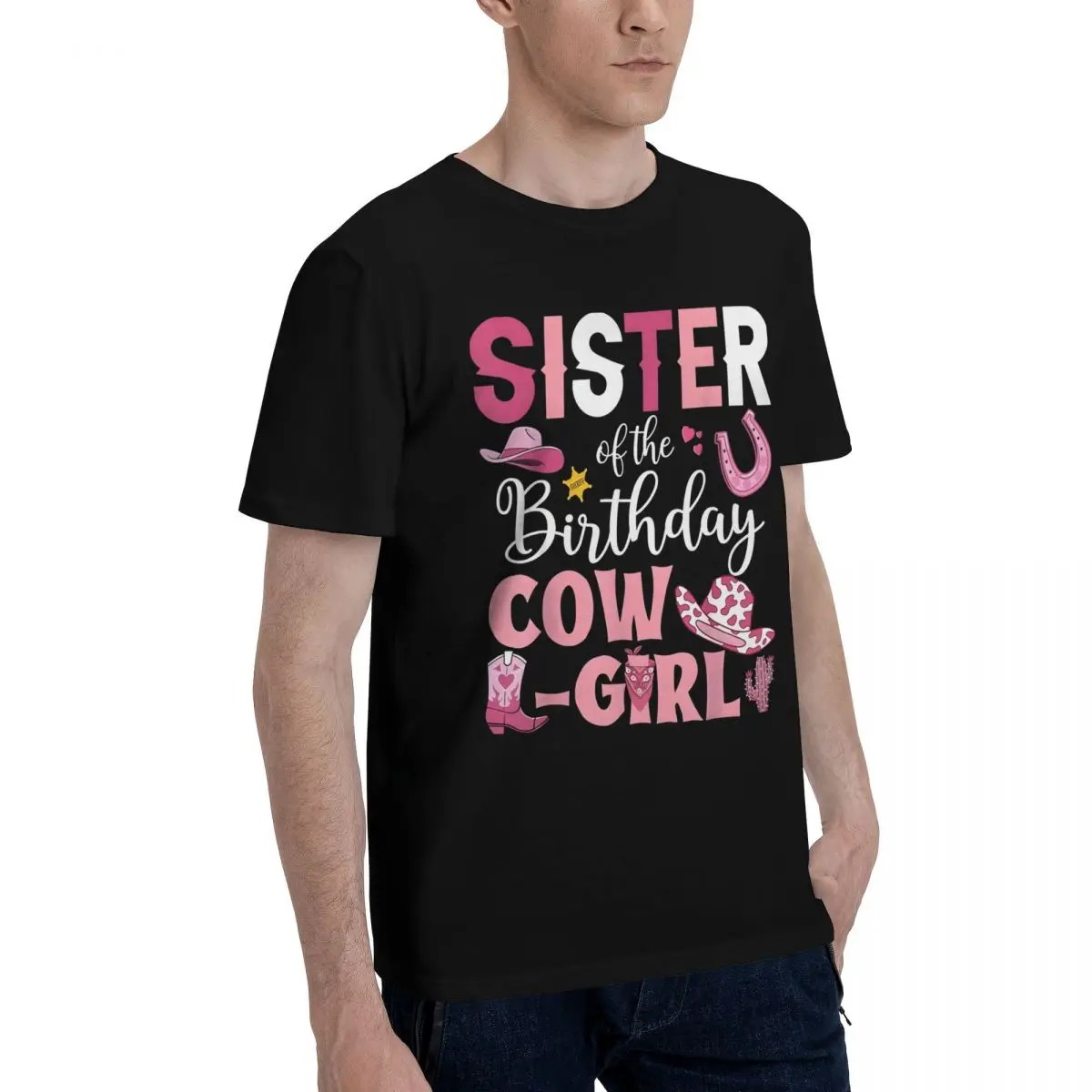 Cowgirl Sister Birthday Party Sports Champion Casual Graphic Top tee High grade Leisure Eur Size