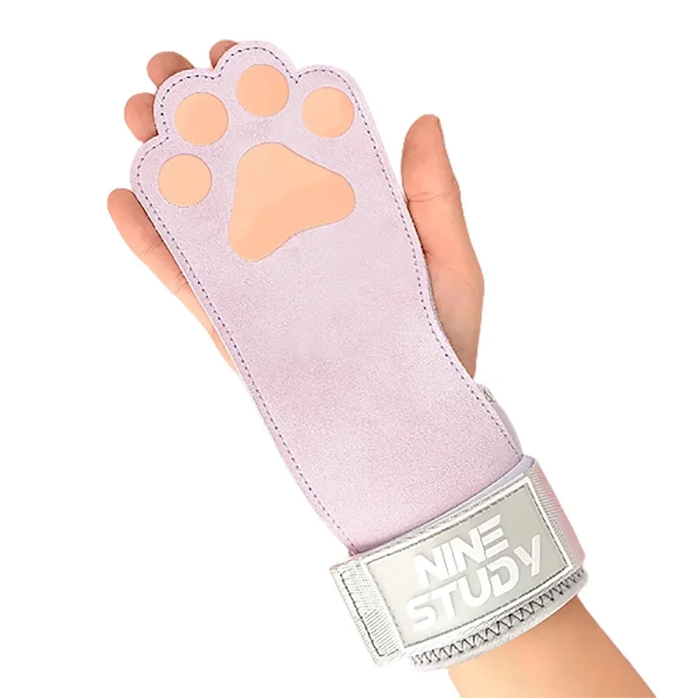 1Paire Mignon Patte de chat Gym Gants de fitness Sangles Poignées Poids Ceinture de puissance Tapis de levage Entraînement Exercice Protection Cowhide Gant