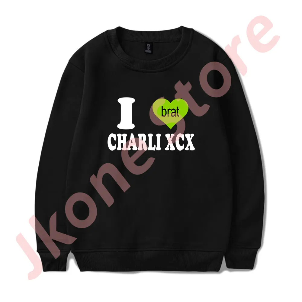 I Love Charli XCX Crewneck Sweatshirts Brat Tour Logo Merch Cosplay Women Men Fashion HipHop Streetwear