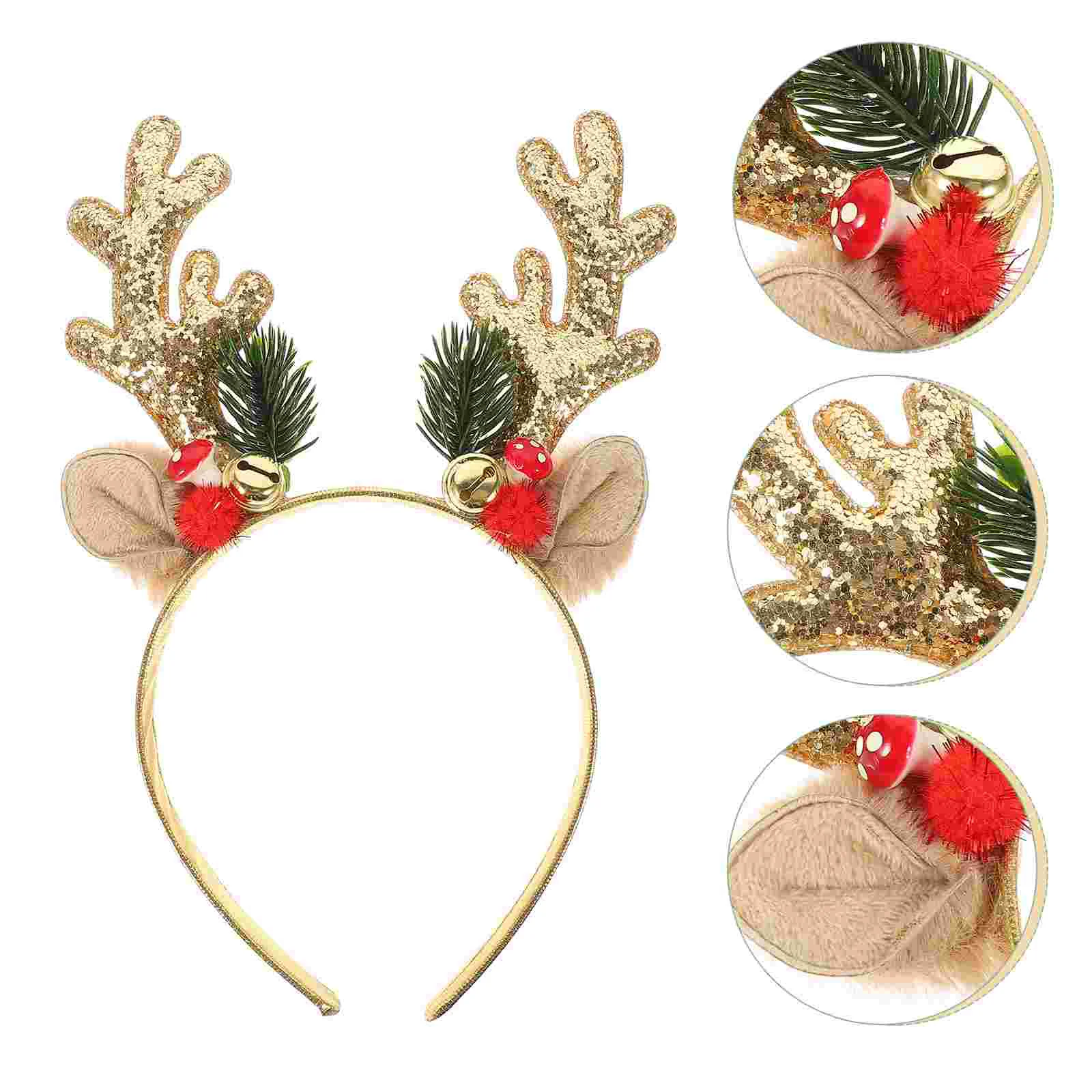 10PCS Christmas Deer Antler Headband Stylish Xmas Hair Accessory Elegant Adult Kids Decorative Hairband Bells Perfect for Women