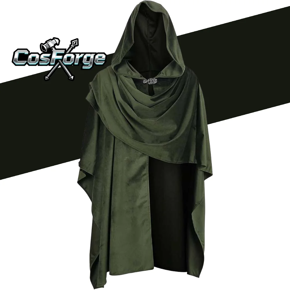 

Middle Ages Outfit for Men - Medieval Knight Cloak Hooded Outerwear Halloween Carnival Party
