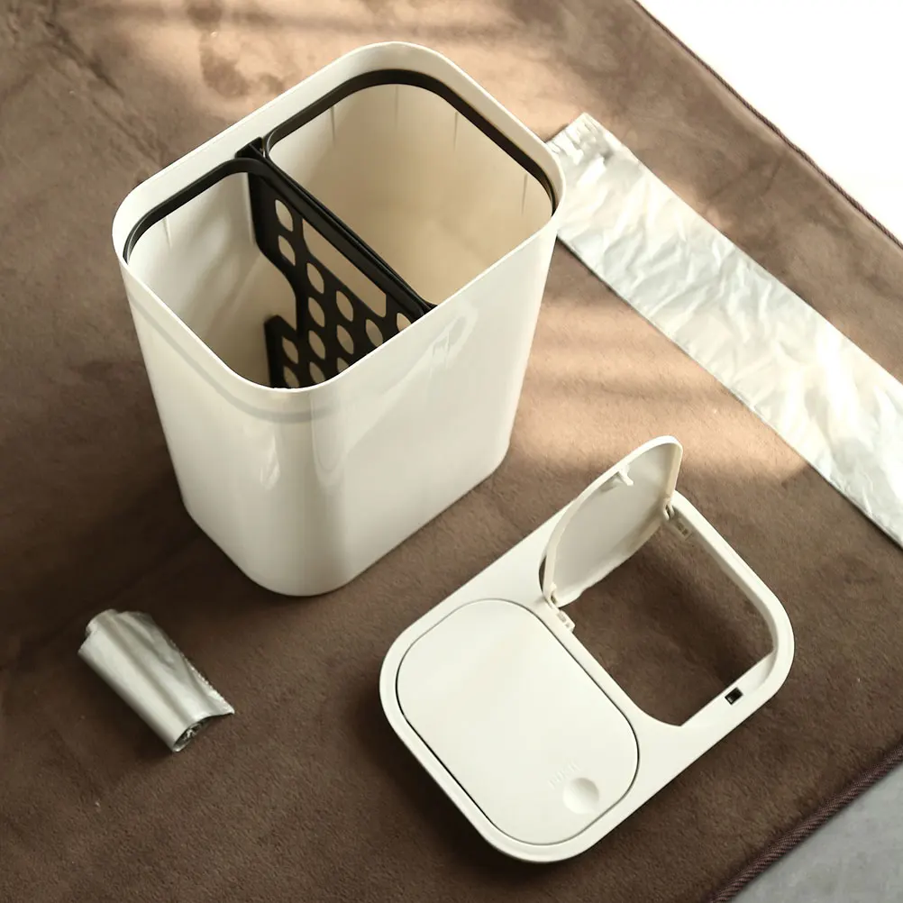 

Dual Compartment Trash Can Kitchen Garbage Bin Dry Wet Separation Plastic Waste Container Household Dustbin Home Office