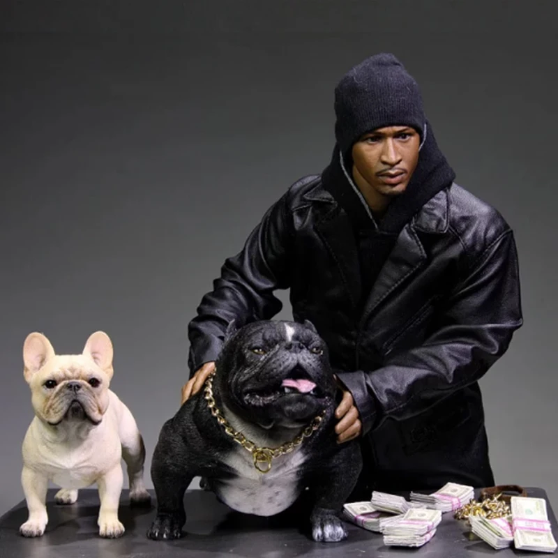 Auf Lager Jxk 1/6 Maßstab Französische Bulldogge Realistische Fadou Haustier Soldat Tier Hund Figur Sammlerstück Dekorationen Ornamente Modell