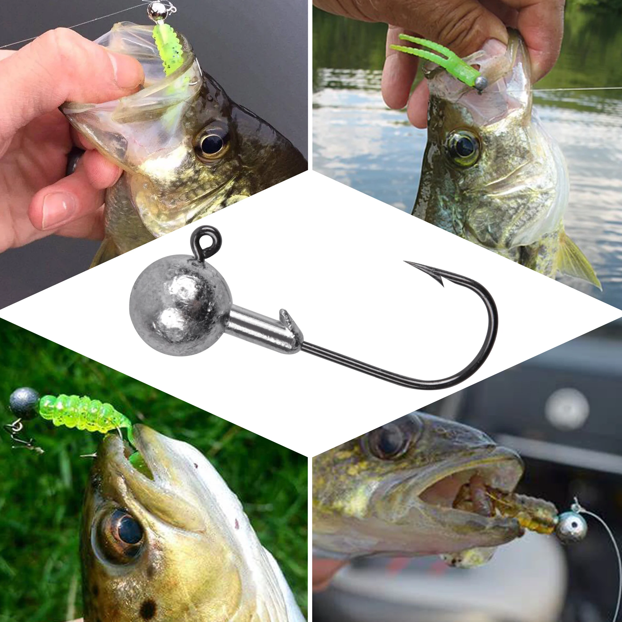 130pcs/69pcs/60pcs/43pcs Crank Jig Head Hook Round Ball Jigs Fishing Hook Head Jig Lure Hard Bait Worm Jig Hooks for Fishing