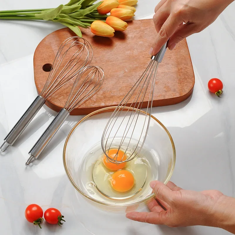 

Stainless Steel Egg Stirring Balloon Whisk Manual Egg Beater Mixer Kitchen Baking Utensil Cream Butter Whisk