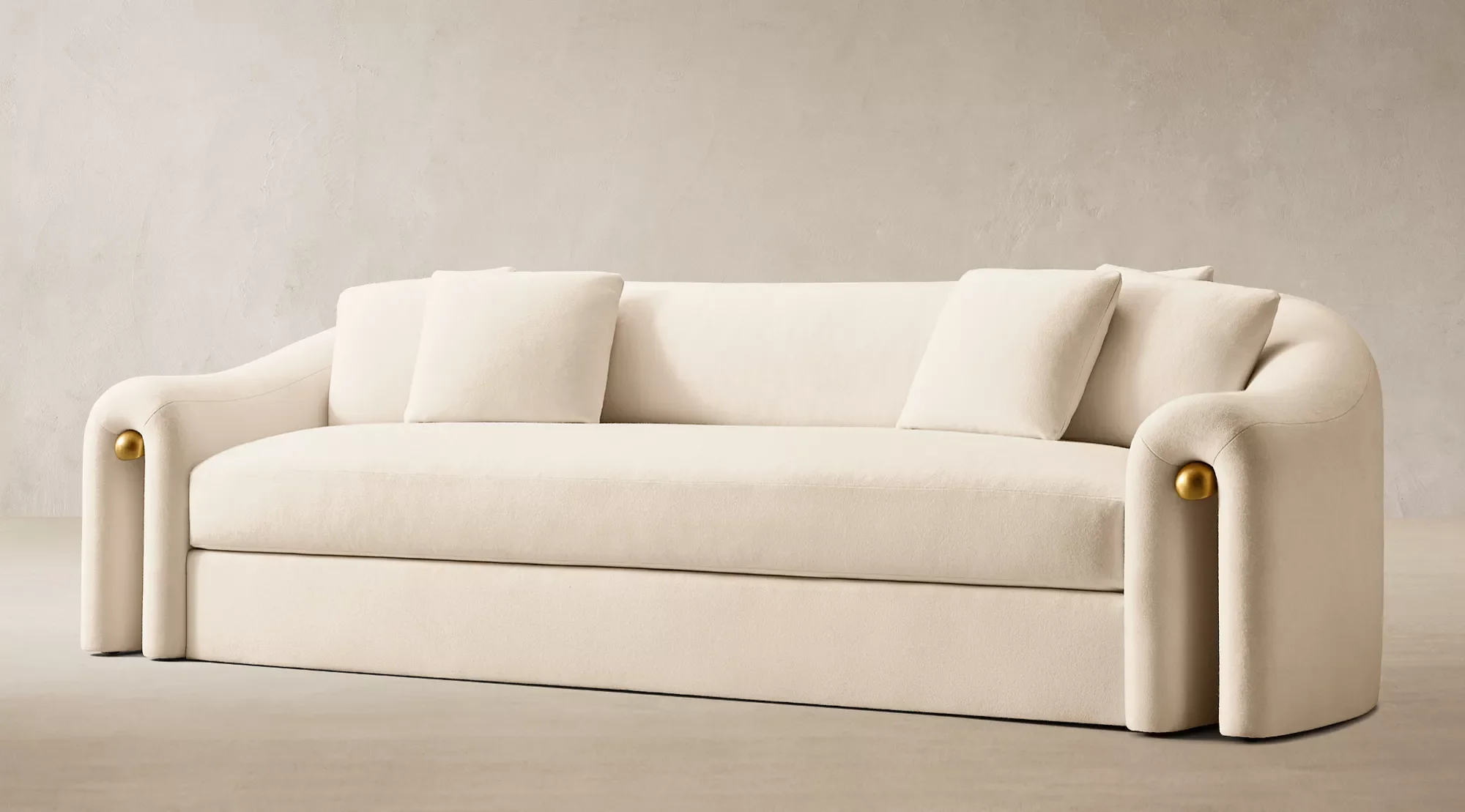 Sculptural Expression Functional Seating Generously Filled Down Feather Cushions Modern Upholstered Sofa Velvet Upholstered Sofa
