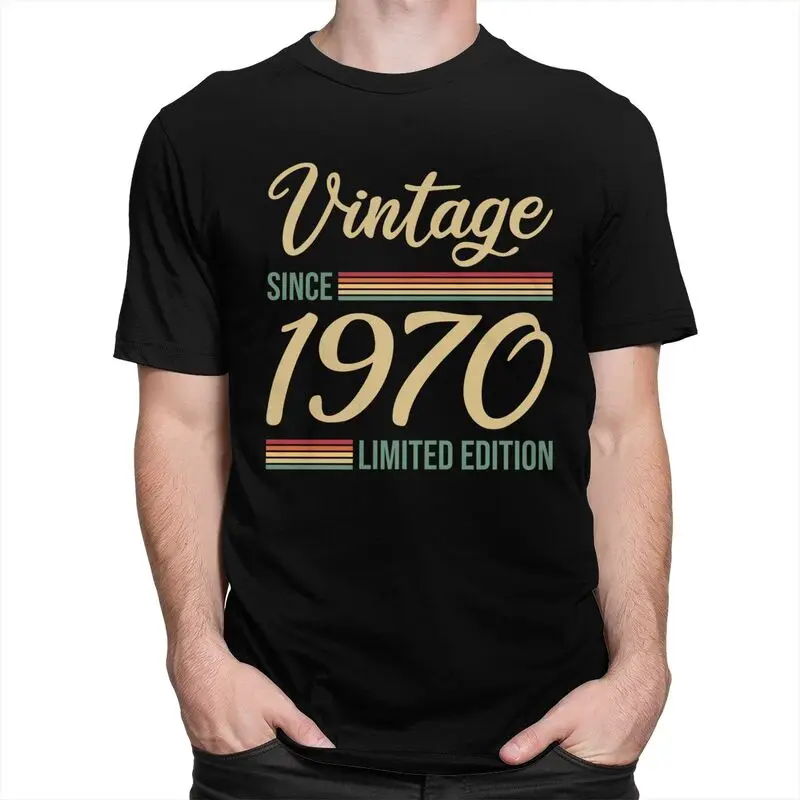 Kaos katun lengan pendek pria, T-shirt santai ukuran besar edisi terbatas sejak 1970