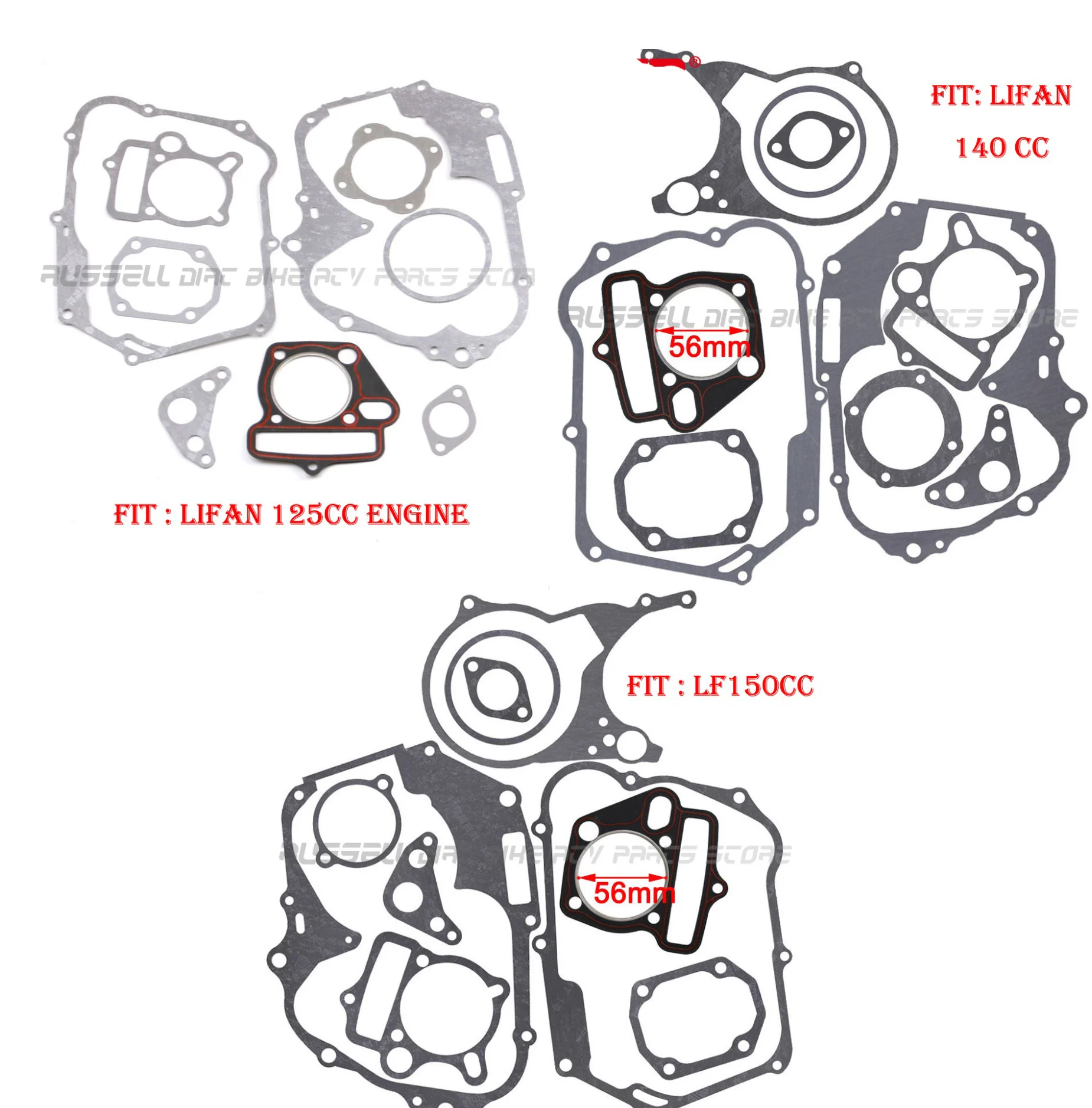 Lifan 140cc 150cc 125cc 110cc Engine Block Gasket Repair Kits For LF150 SDG SSR LF140 LONCIN KAYO IMR Pit Dirt Bike ATV Buggy
