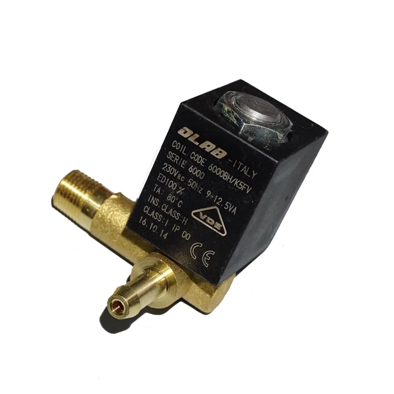 Italy OLAB 6000BH AC 220V 230V Electric Brass Solenoid Valve Normally Closed Coffee Machine Steam Hot Water Flow Control Valve